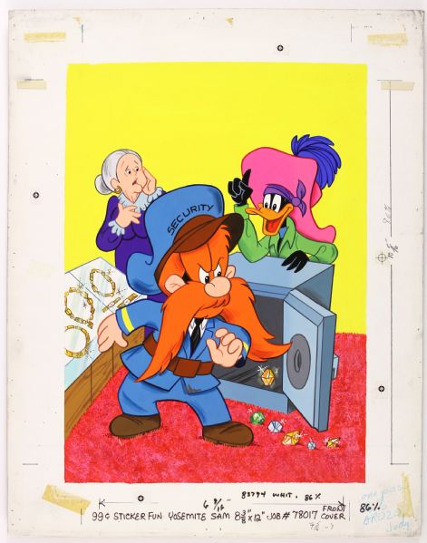 1981 Yosemite Sam Sticker Fun Book Original 13" x 17" Artwork
