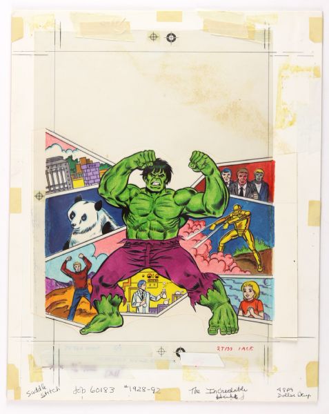 1970s circa Incredible Hulk Original Artwork Mock Up