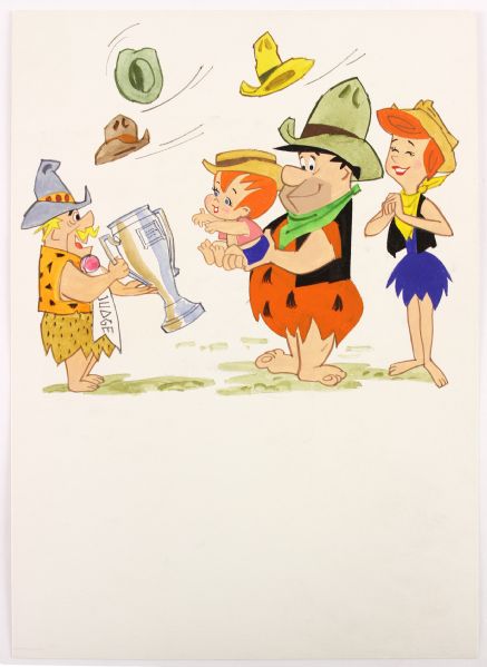 1970s circa Fred Wilma Pebbles Flintstone 9" x 13" Original Artwork 