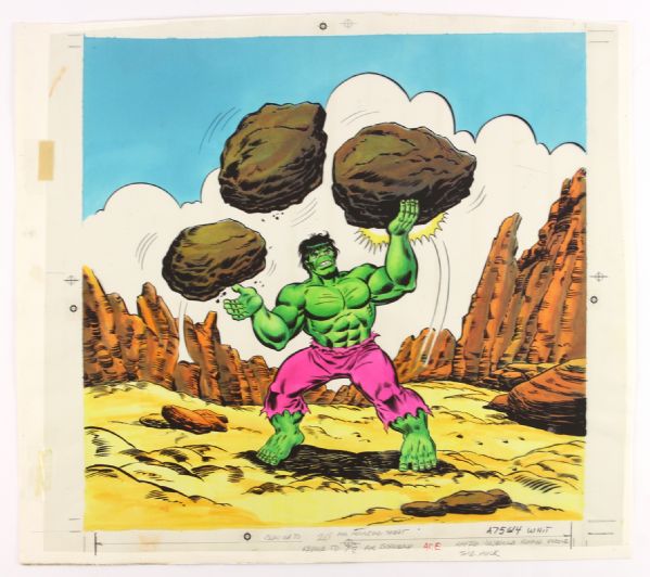 1980s circa Incredible Hulk Original 19" x 21" Illustration