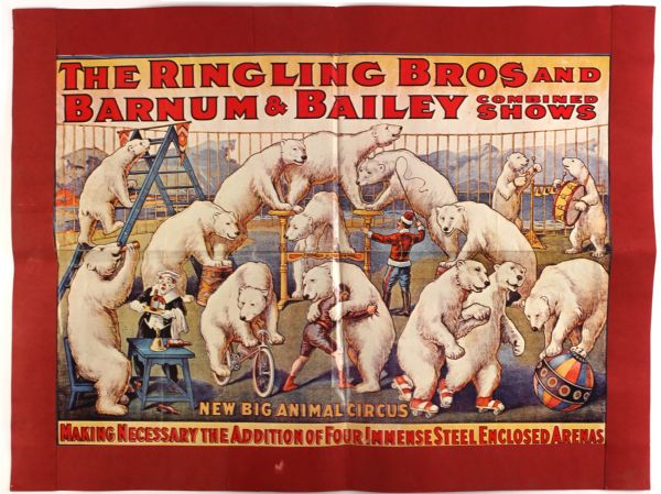 1960s circa Ringling Bros. and Barnum & Bailey Combined Shows 27" x 36" Matted Poster