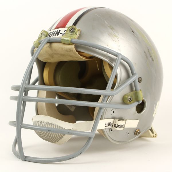 1980s circa Ohio State Buckeyes #35 Game Worn Football Helmet w/ 10 Buckeye Decals (MEARS LOA)