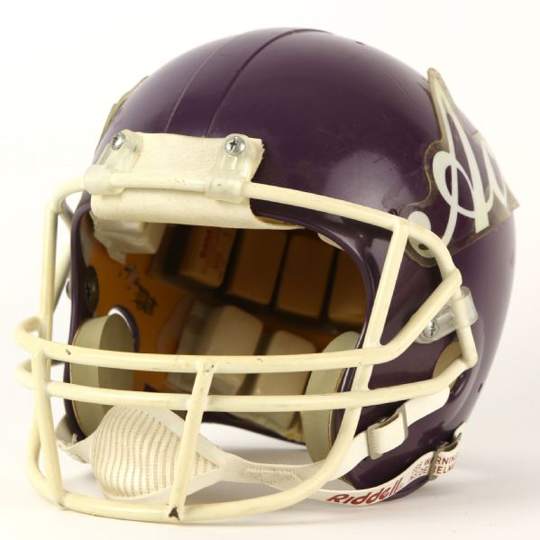 1988 Evansville Purple Aces Game Worn Football Helmet (MEARS LOA)