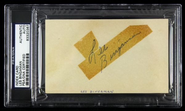 1926-70 Les Bingaman Detroit Lions Signed Index Card Auto PSA/DNA