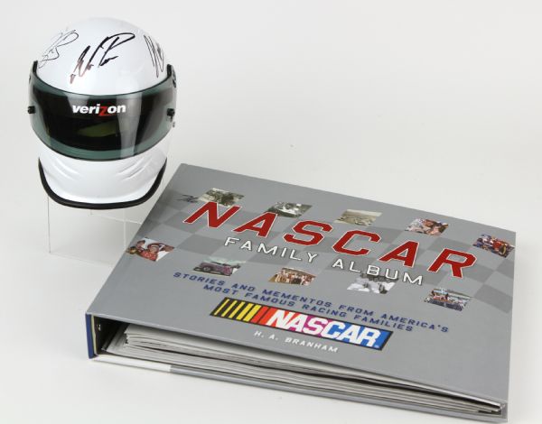 2000s NASCAR Memorabilia Collection - Lot of 2 w/ Multi-Signed Mini Helmet & Nascar Family Album Book