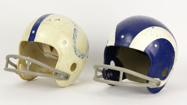 1965-72 Los Angeles Rams Baltimore Colts Rawlings Youth Football Helmet - Lot of 2