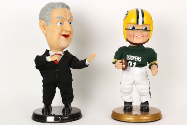 1983-2003 Sports & Comedy Figure Collection - Lot of 3 w/ Plush Kareem Adbul Jabear and Animatronic Rodney Dangerfield & Green Bay Packers