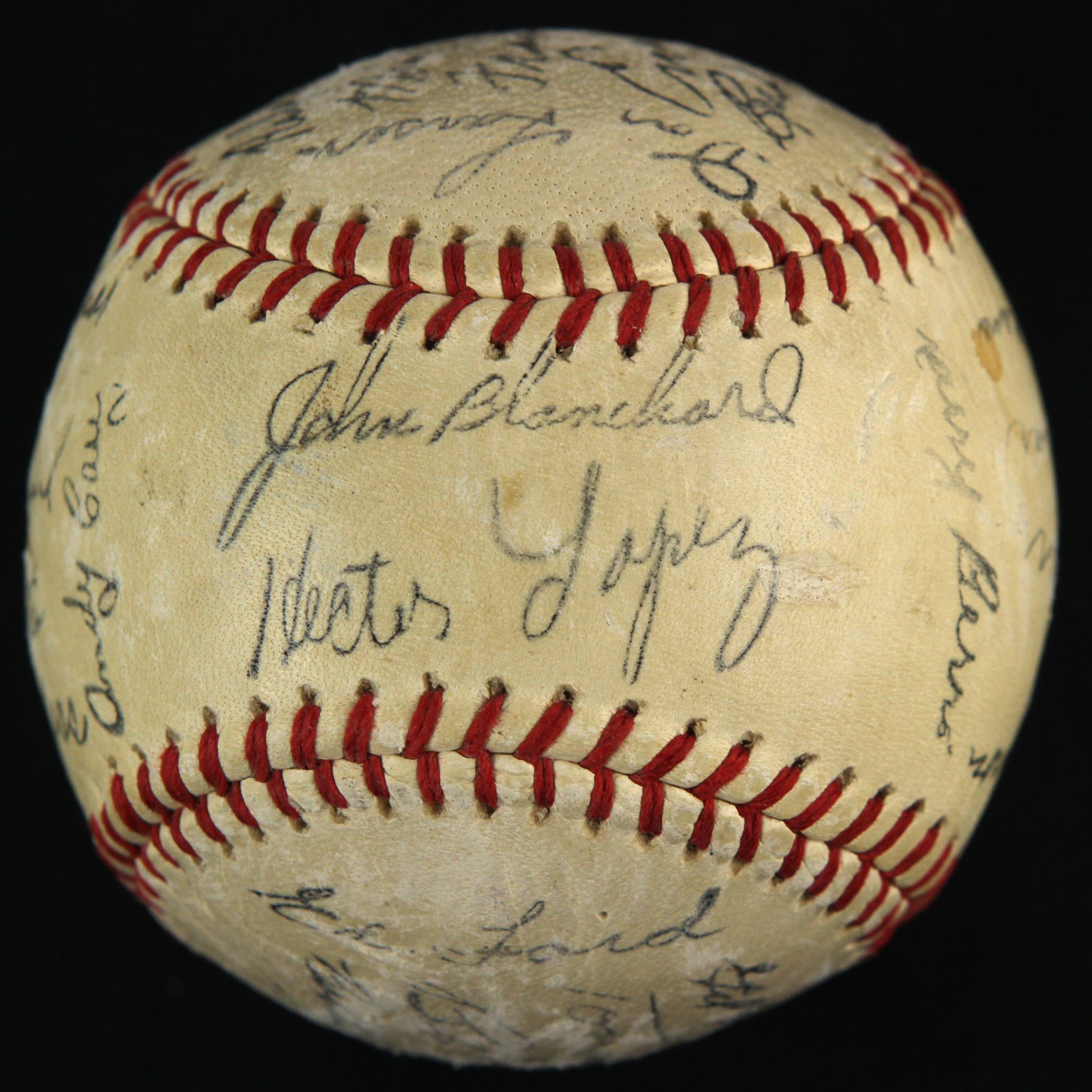 Lot Detail - 1959 New York Yankees Facsimile Stamped Team Signed Ball