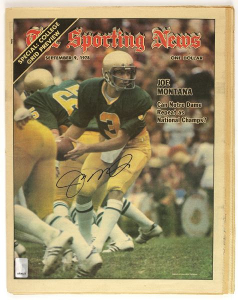 1978 Joe Montana Signed Sporting News Notre Dame San Francisco 49ers (JSA)