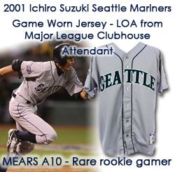 Sell a Ichiro Suzuki Game Worn Signed Seattle Mariners Rookie Jersey