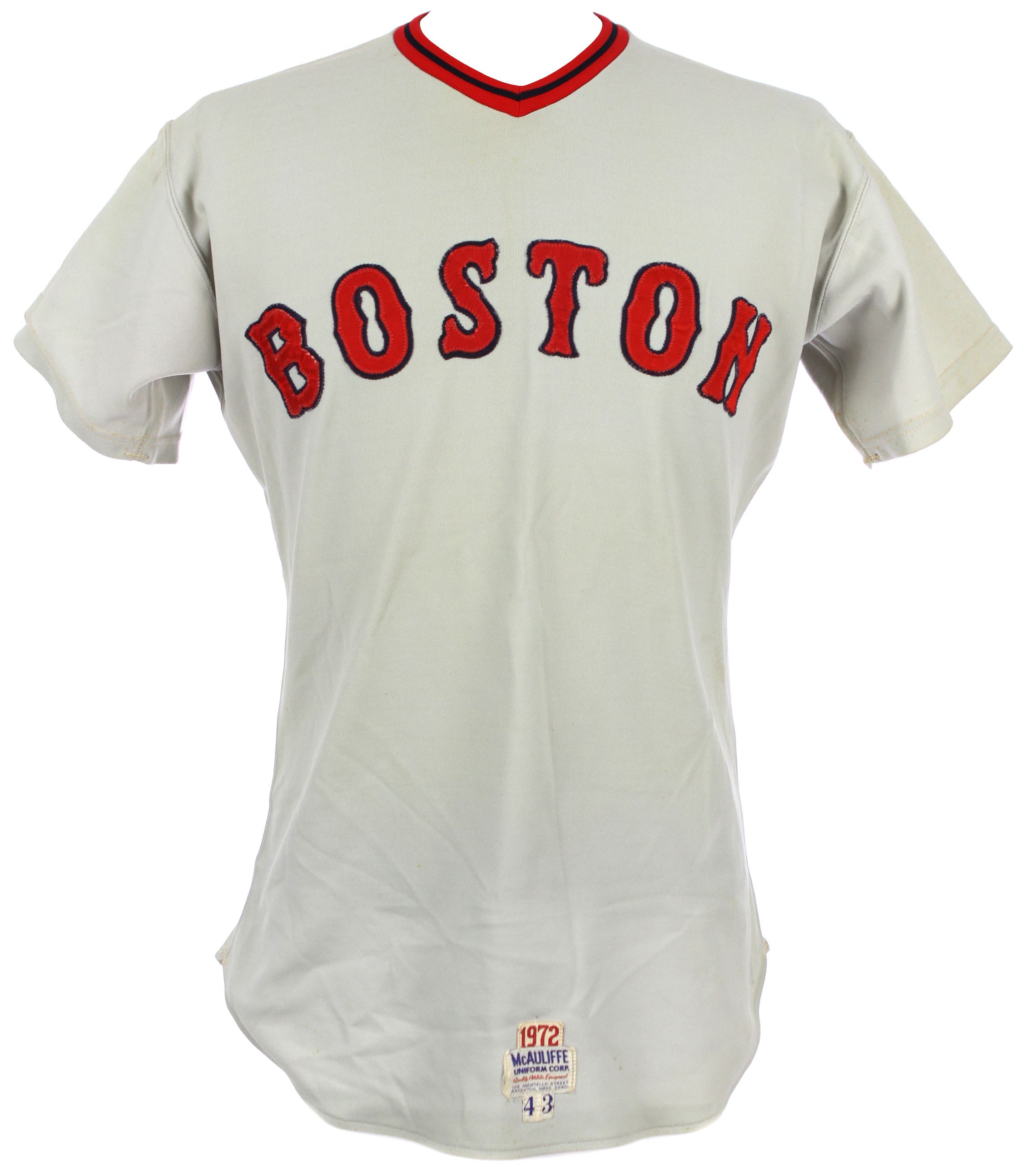 Carlton Fisk Signed Red Sox 1975 Game-Used Jersey (JSA LOA & Mears