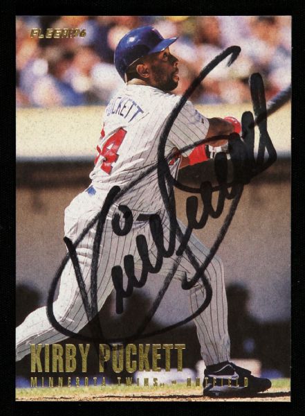 1994 Fleer Kirby Puckett Signed Baseball Card (JSA) 