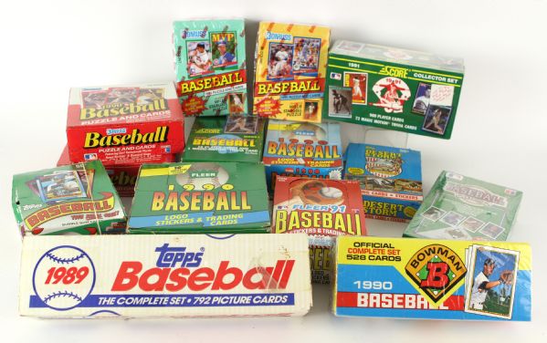 1989-91 Unopened Wax Boxes and Factory Sealed Baseball Card Sets - Lot of 14