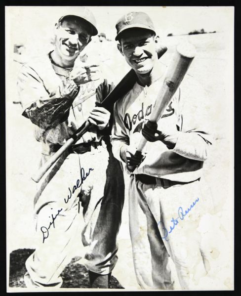 1940s Signed Dixie Walker Pete Reiser Photo Brooklyn Dodgers 8" x 10" (JSA)