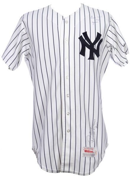 1987 Rick Rhoden New York Yankees Game Worn Home Jersey (MEARS LOA/JSA) Signed by Rick Cerone