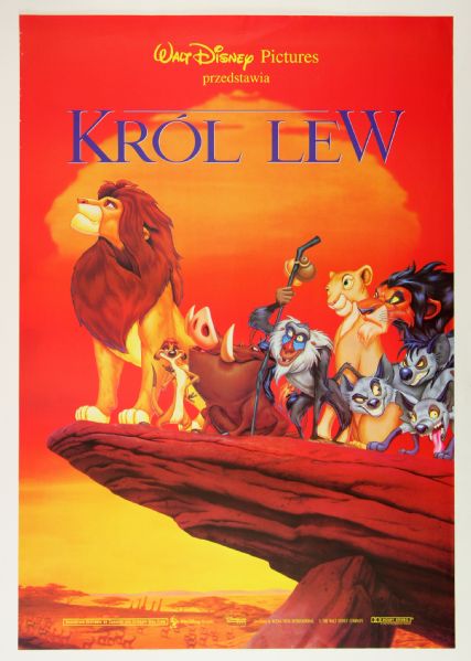 1994 Disneys The Lion King Original Movie Poster Polish Version Krol Lew 26" x 38" 