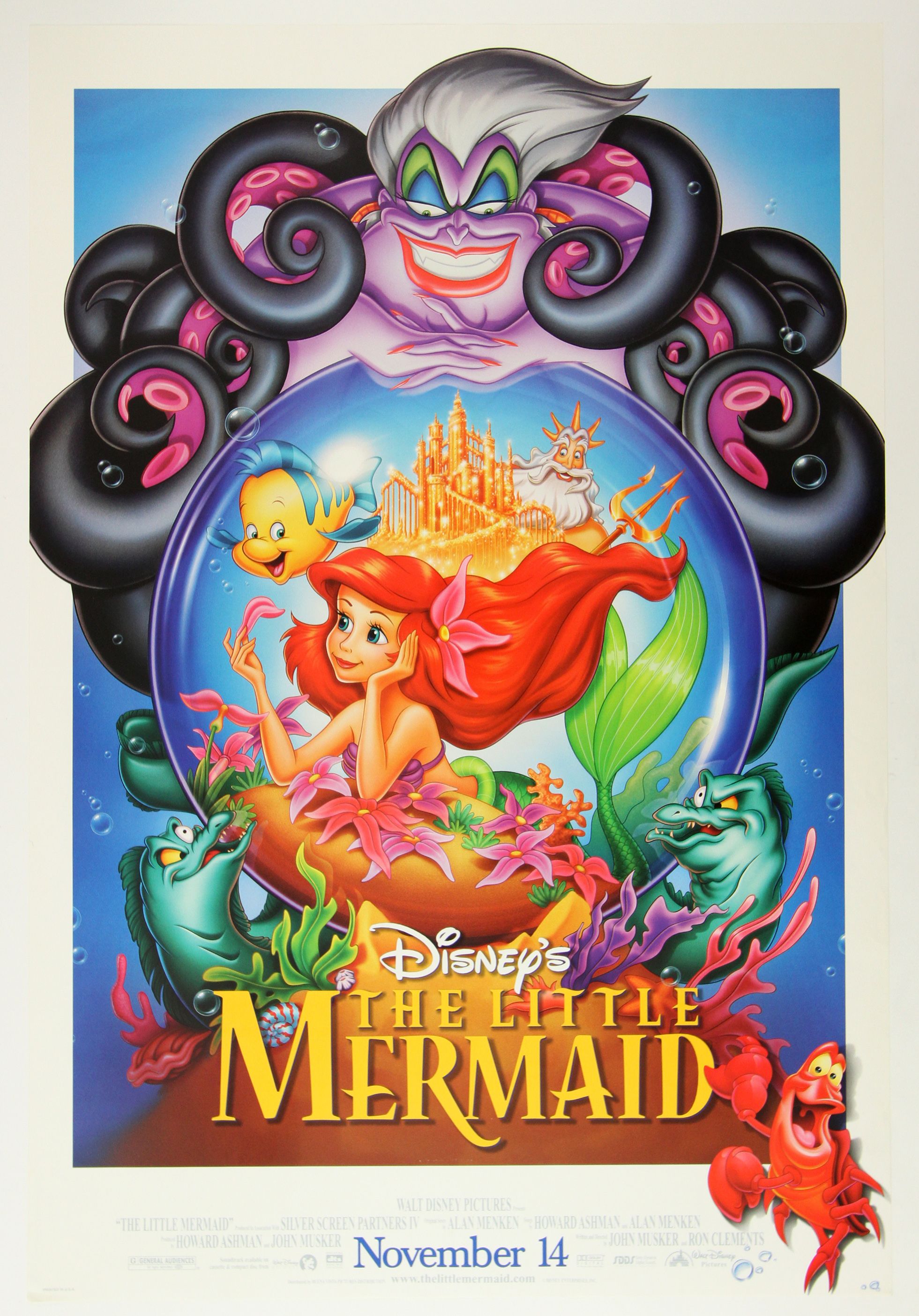 Little Mermaid  Orig Vintage Movie Poster Disney  18 1/2 X 27 Exc.+New cond. 