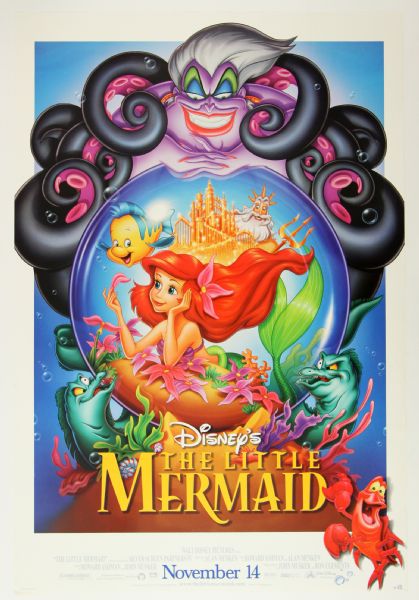 1989 Disneys The Little Mermaid Original Movie Poster 27" x 40" 