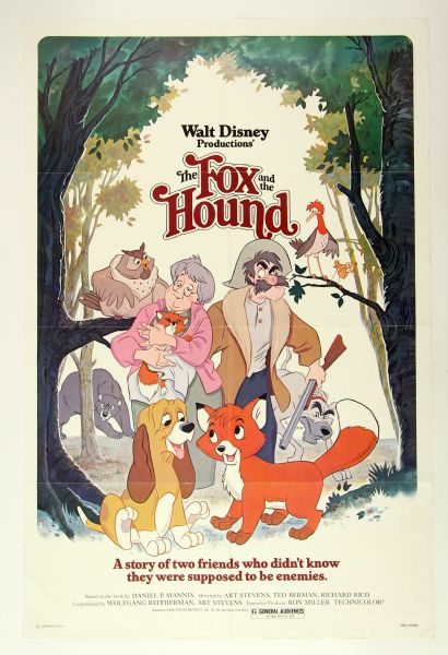 1981 Disneys The Fox and Hound Original Movie Poster 27" x 41" 