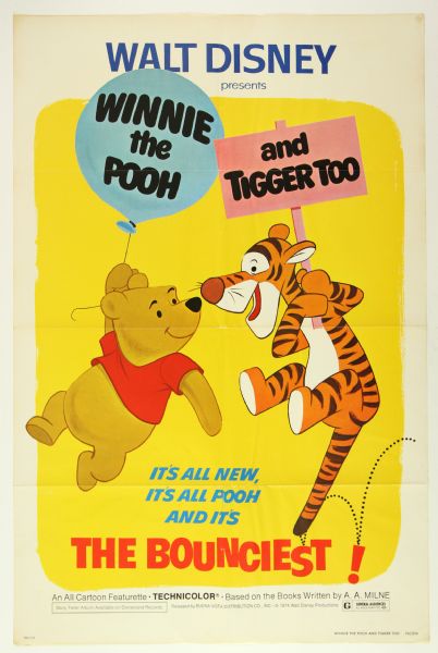 1974 Disneys Winnie the Pooh and Tigger Too Original Movie Poster 27" x 41"  