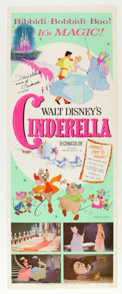 1965 Signed Ilene Woods Disneys Cinderella 14" x 36" Movie Poster 