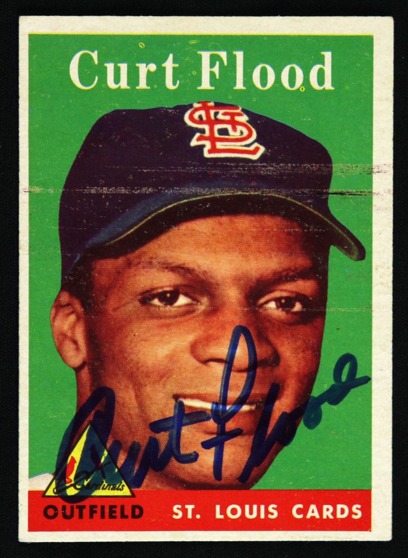 Lot Detail - 1958 Topps Signed Curt Flood St. Louis Cardinals Baseball ...