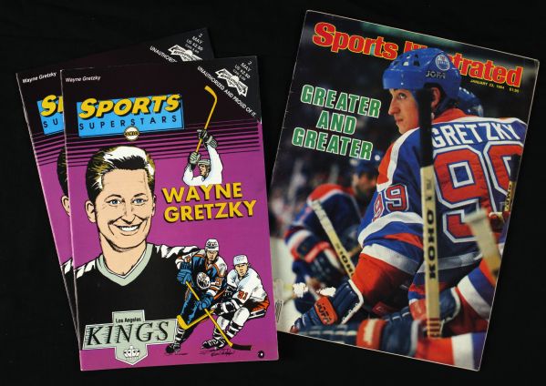 1982-1995 Wayne Gretzky Collection Includes Coins Trading Cards Sports Illustrated Edmonton Oilers Los Angeles Kings (Lot of 13)