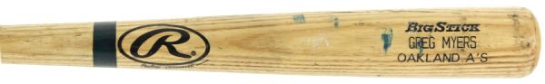 2001-02 Greg Myers Oakland As Rawlings Adirondack Professional Model Game Used Bat (MEARS LOA)