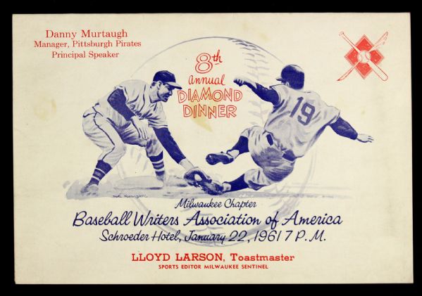 1961 Milwaukee Chapter Baseball Writers Association of America 8th Annual Diamond Dinner Program