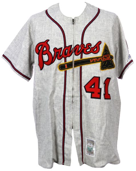 1990s Eddie Mathews Milwaukee Braves Signed Mitchell & Ness High Quality Reproduction Jersey (JSA)