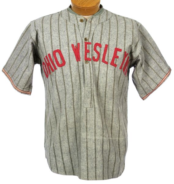 1930s-40s Ohio Wesleyan Battling Bishops Game Worn Flannel Baseball Jersey (MEARS LOA) 