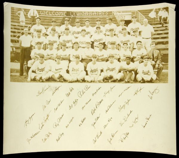 1947 Brooklyn Dodgers National League Champions "Welcome Legionnaires" Facsimile Signed 8" x 10" Team Photo