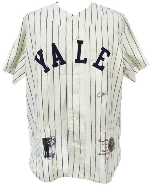 1993 George H.W. Bush 41st President Signed Commemorative Yale Baseball Jersey (JSA) 26/89