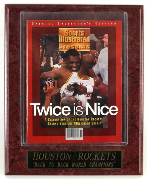 1995 Houston Rockets Back to Back Champions 12" x 15" Display with Commemorative Sports Illustrated