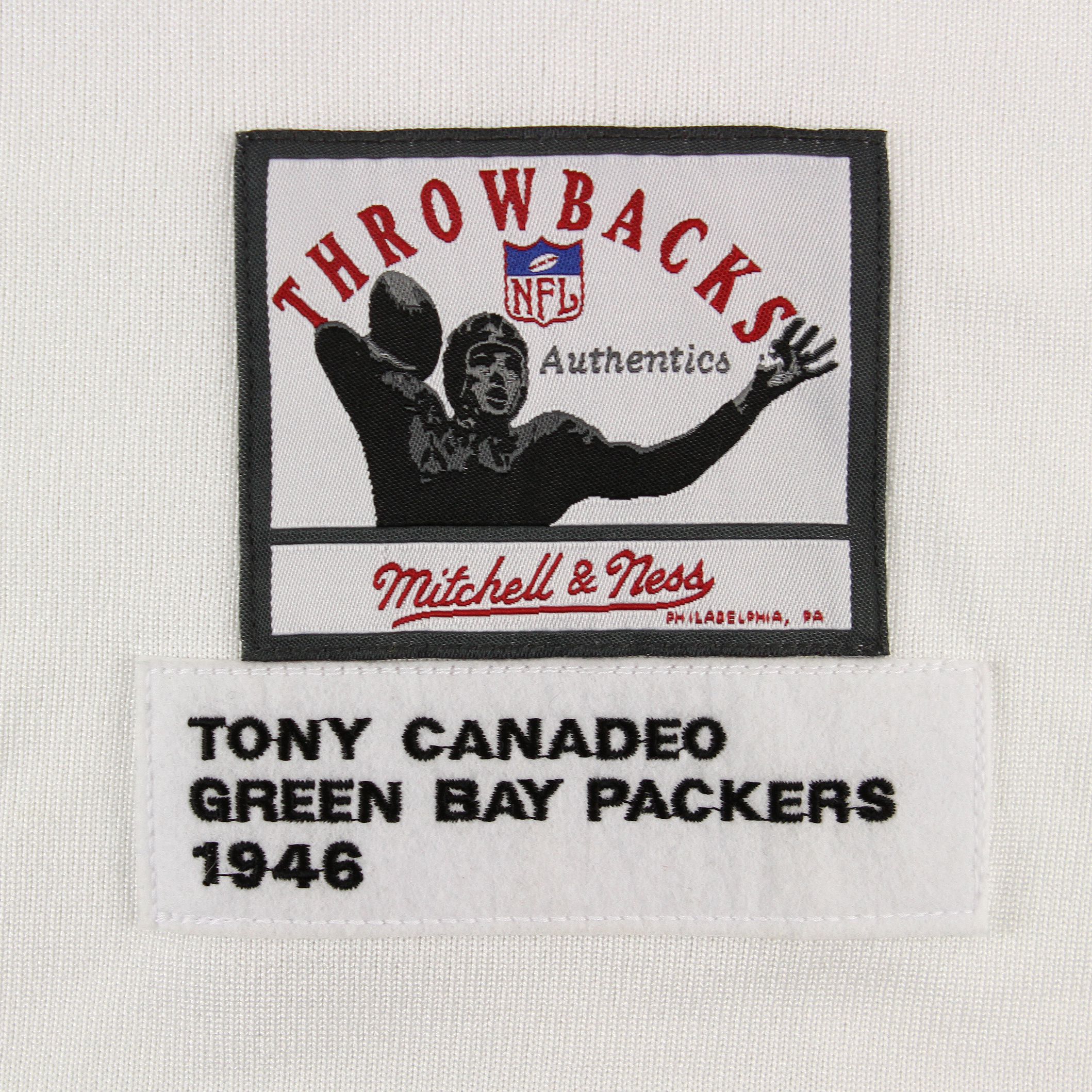 Lot Detail - 1994 Tony Canadeo Green Bay Packers Signed & Inscribed  Throwback Jersey w/ NFL 75th Anniversary Patch (JSA)