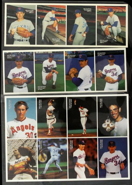 1990-94 Nolan Ryan Jeff Bagwell Mothers Cookies Uncut Trading Card Sheets - Lot of 6 w/ Bagwell Signed (MEARS LOA)