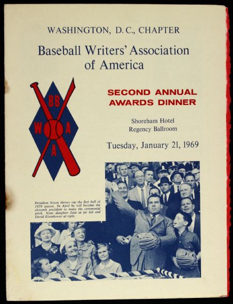 1969 Baseball Writers Association Awards Dinner Program Ticket Collection (Lot of 3)