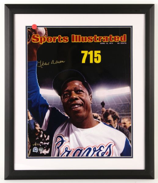 1974 circa Signed Hank Aaron Sports Illustrated 715 Home Runs Atlanta Braves Steiner Framed 22" x 26" 