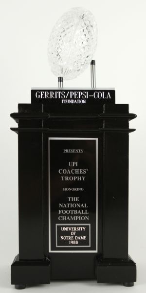 1988 Notre Dame Waterford Crystal National Championship Award