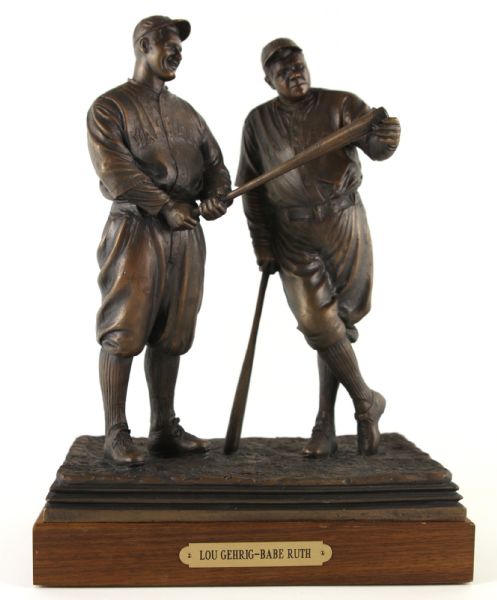 2000s Lou Gehrig Babe Ruth New York Yankees 11.5" Bronze Statue