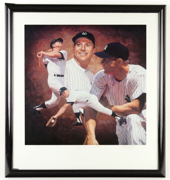 1990s Mickey Mantle New York Yankees Signed 24" x 26" Framed "Home Run Hero" Danny Day Lithograph (Upper Deck COA)