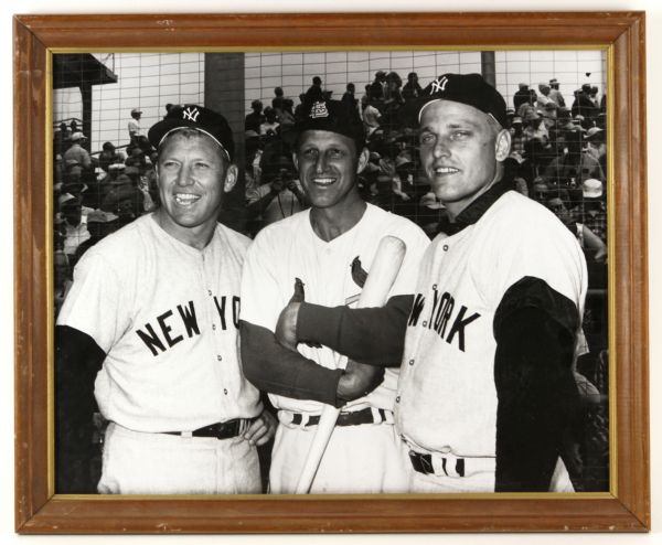 1964 Mickey Mantle Roger Maris Stan Musial 18" x 22" Framed Photo