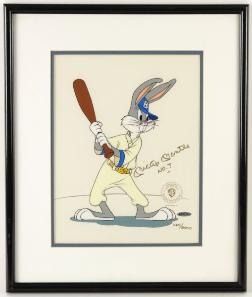 1992 Mickey Mantle Bugs Bunny Signed Animation Cel Upper Deck Authenticated 465/5000