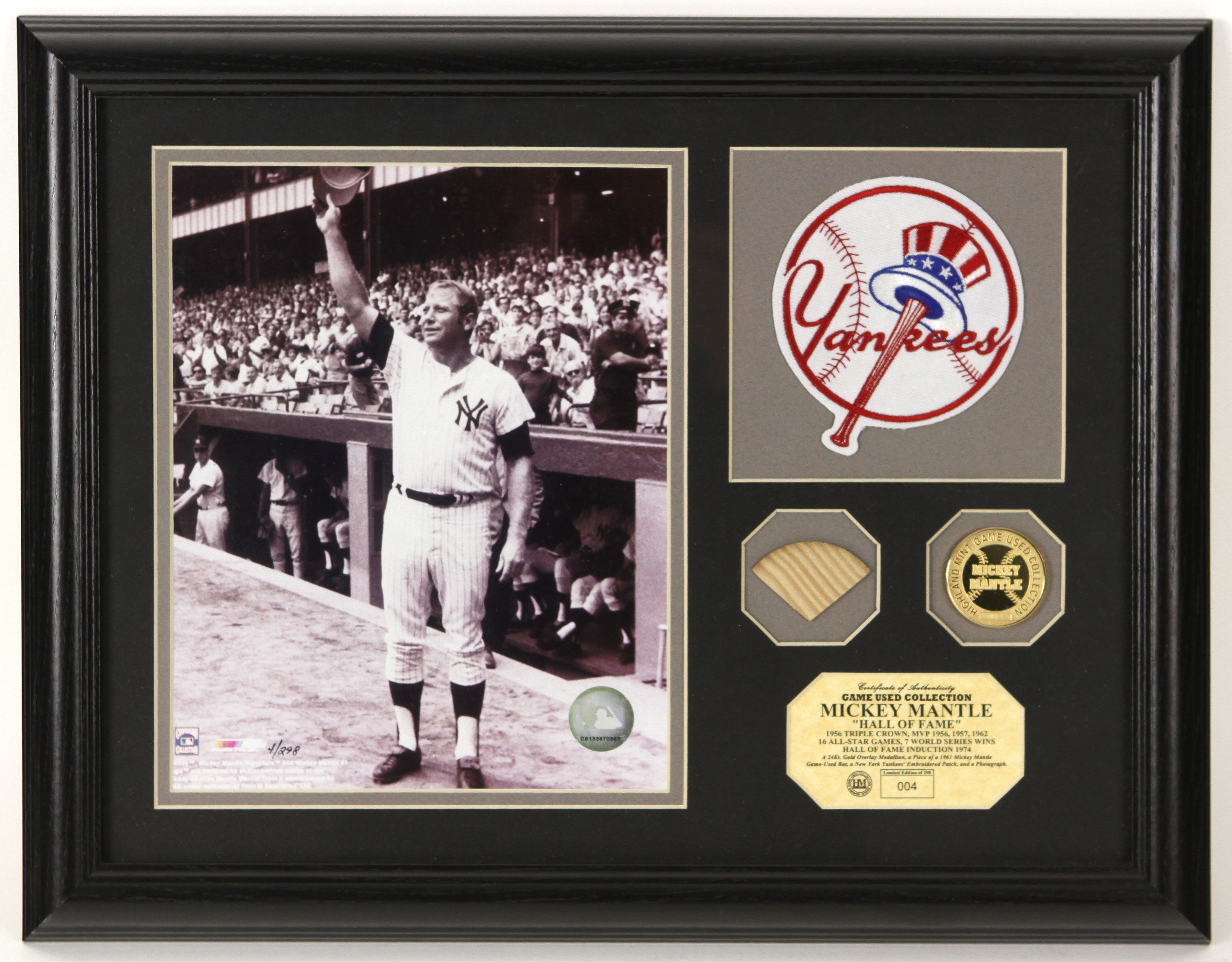 A Mickey Mantle Signed Highland Mint Game Used Bat Display