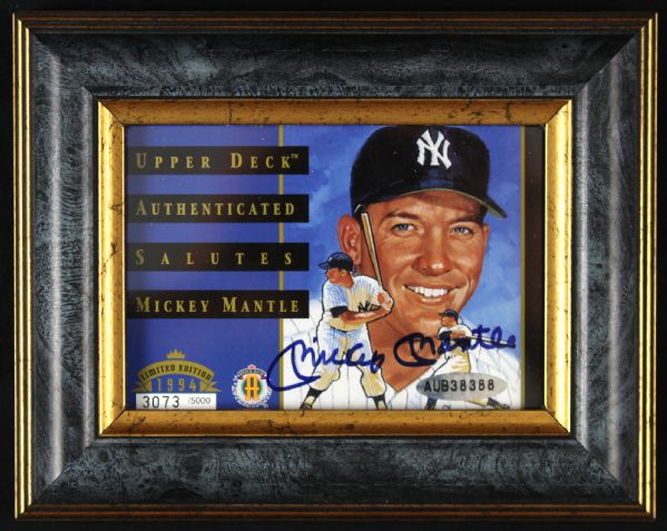 1994 Signed Framed Mickey Mantle Upper Deck Authenticated Salutes Mickey Mantle (Includes UDA Certificate)