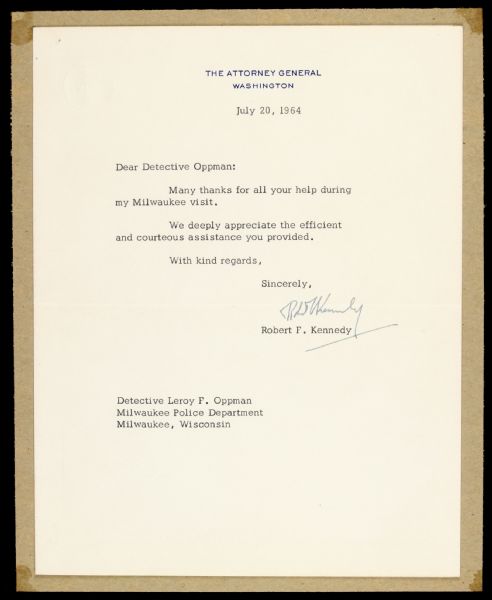 1964 Robert F. Kennedy Attorney General Signed Letter Autopen (JSA)