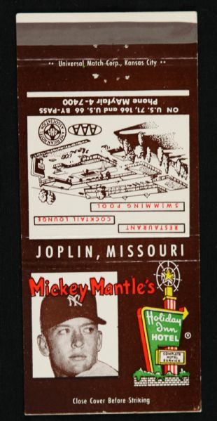 1950s-60s Circa Mickey Mantles Holiday Inn Matchbook Cover