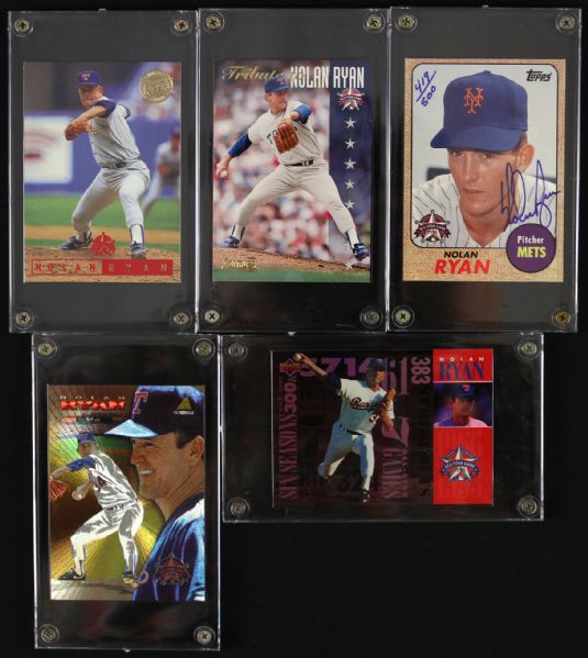 1995 Nolan Ryan All-Star Game Fanfest Promotional Trading Card Set w/ Signed Topps Card - Lot of 5 (JSA)