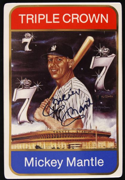 1986 Mickey Mantle New York Yankees Signed "Triple Crown" Sports Impressions Ceramic Trading Card (JSA) 520/1500