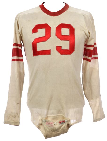 1960s Sand Knit #29 Durene Game Worn Football Jersey w/ 6 Button Crotch Piece (MEARS LOA)